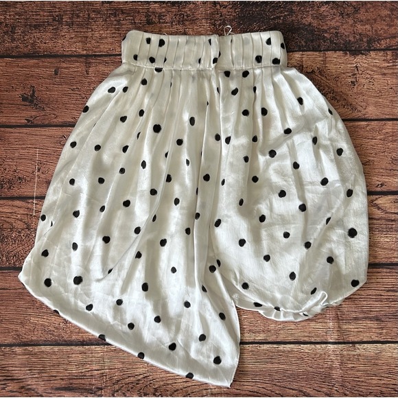 Zara White Polka Dot Midi Skirt Asymmetric Bubble Hem Size Small - Picture 6 of 12